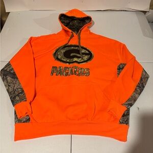 NFL Green Bay Packers Blaze Orange Camo Print Pullover Hoodie Men’s Size XXL